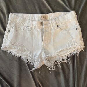 We The Free Frayed Hem White Jean Shorts